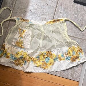 Vintage Floral Apron with Yellow and Blue Accents